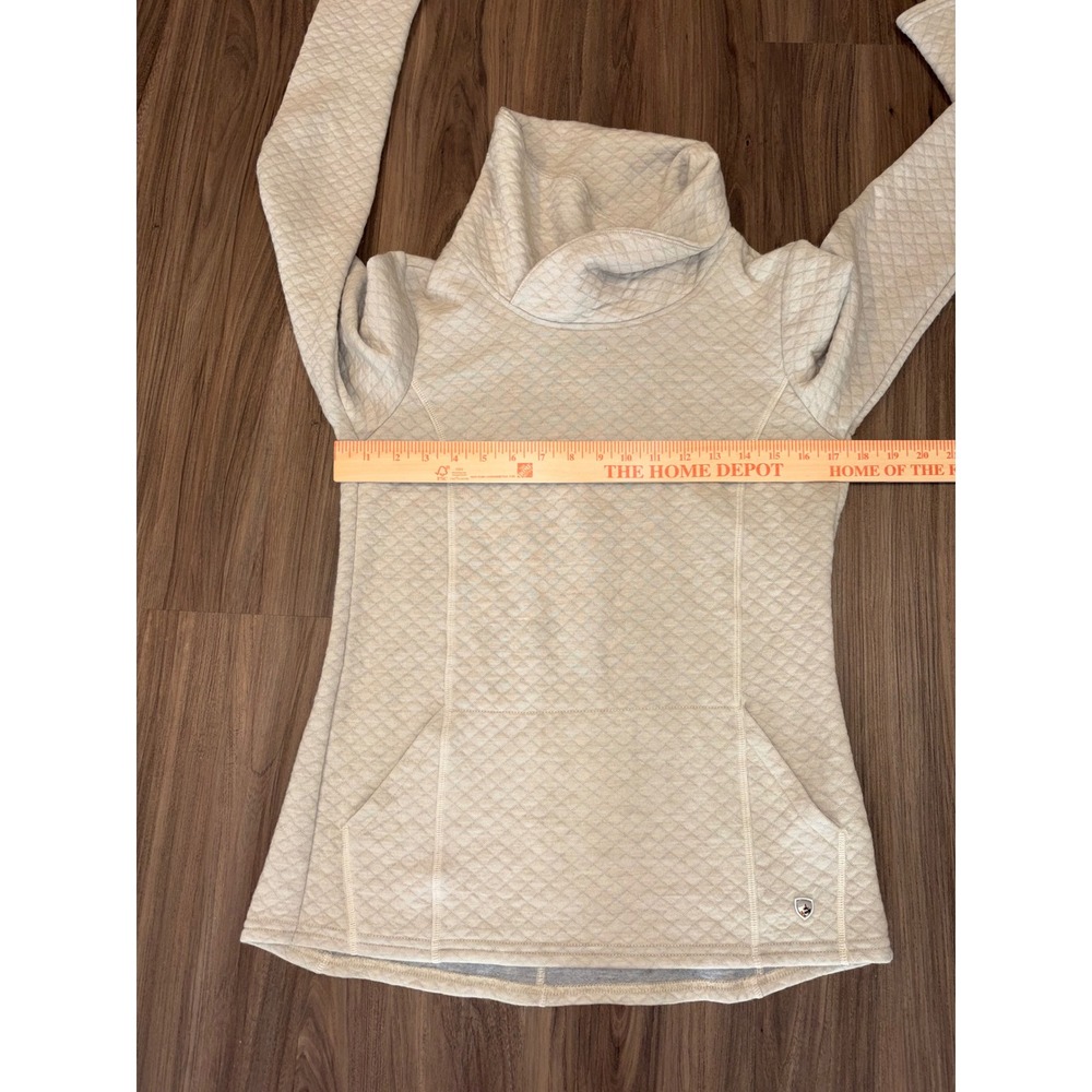 KÜHL Alska Pullover Women's Cowl Neck Sweater Merino Blend Quilted Oatmeal - Picture 4 of 9